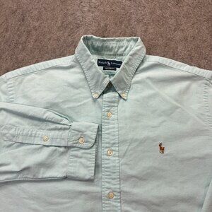 Ralph Lauren Oxford Shirt Men 2XL Blue OCBD Custom Fit Long Sleeve 54"